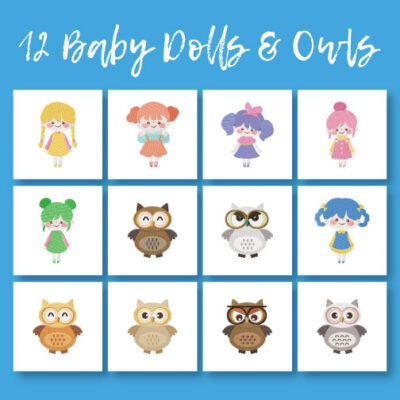 12 Baby Dolls And Owls Stitched Embroidery Design Pack