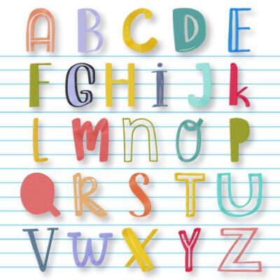 26 Doodle Cartoon Alphabet Stitched Embroidery Design Pack