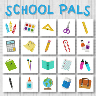 20 School Pals Stitched Embroidery Design Pack