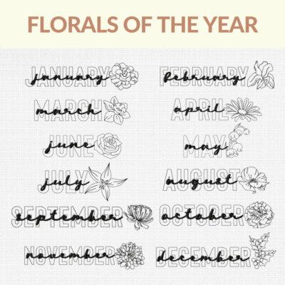 12 Florals Of The Year Stitched Embroidery Design Pack