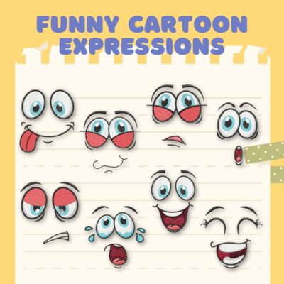 8 Funny Cartoon Expressions Stitched Embroidery Design Pack
