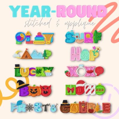 10 Year-Round Stitched and Appliqué Embroidery Design Pack