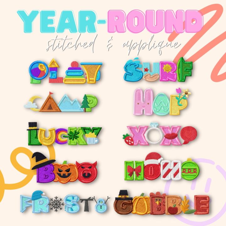 10 Year-Round Stitched and Appliqué Embroidery Design Pack