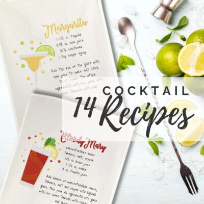14 Cocktail Recipes Stitched Embroidery Design Pack
