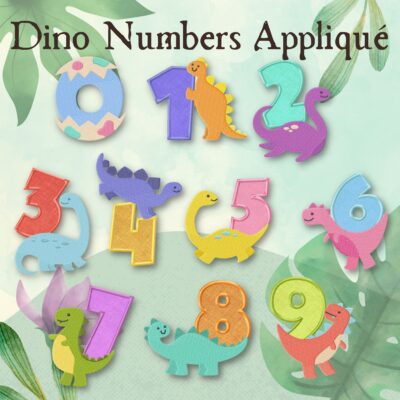 10 Dino Numbers Appliqué Embroidery Design Pack