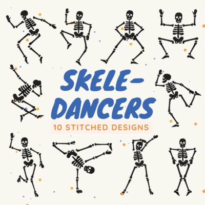 10 Skele-Dancers Stitched Embroidery Design Pack