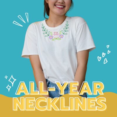 10 All-Year Necklines Stitched Embroidery Design Pack