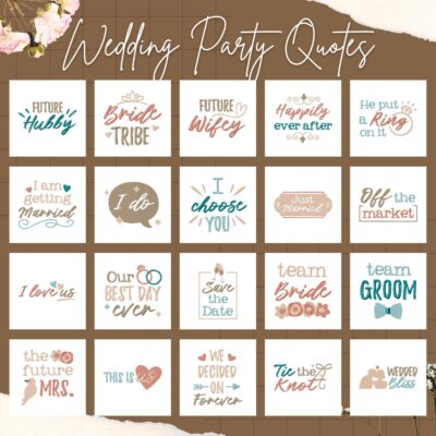 20 Wedding Party Quotes Stitched Embroidery Design Pack