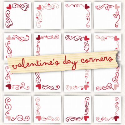 16 Valentine's Day Corners Stitched Embroidery Design Pack