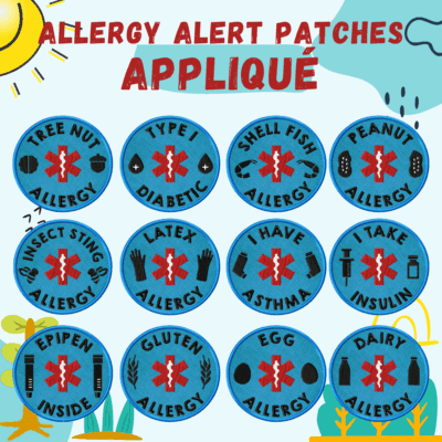 Allergy Alert Patches Appliqué Embroidery Designs 12 Designs Included