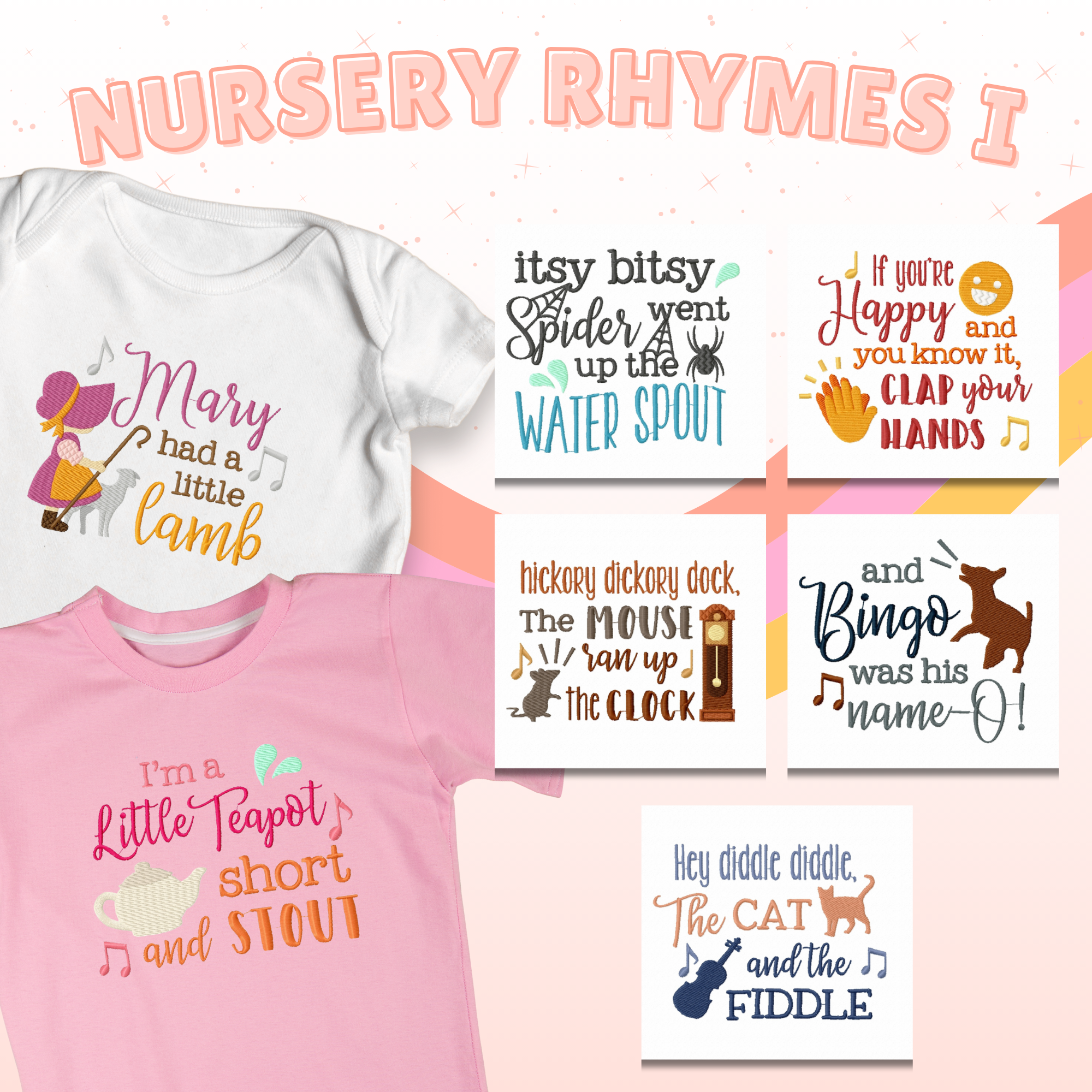 Nursery Rhymes I Stitched Embroidery Designs 7 Designs Included