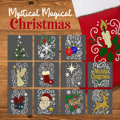 Mystical Magical Christmas Design Pack 12 Machine Embroidery Designs Included!
