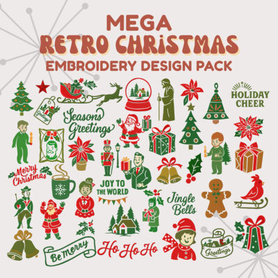 Retro Christmas 41 Stitched Machine Embroidery Designs Included!