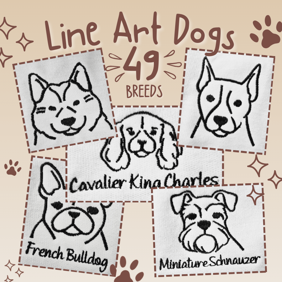 Line Art Dogs 49 Breeds Pack Machine Embroidery Designs! - Image 2