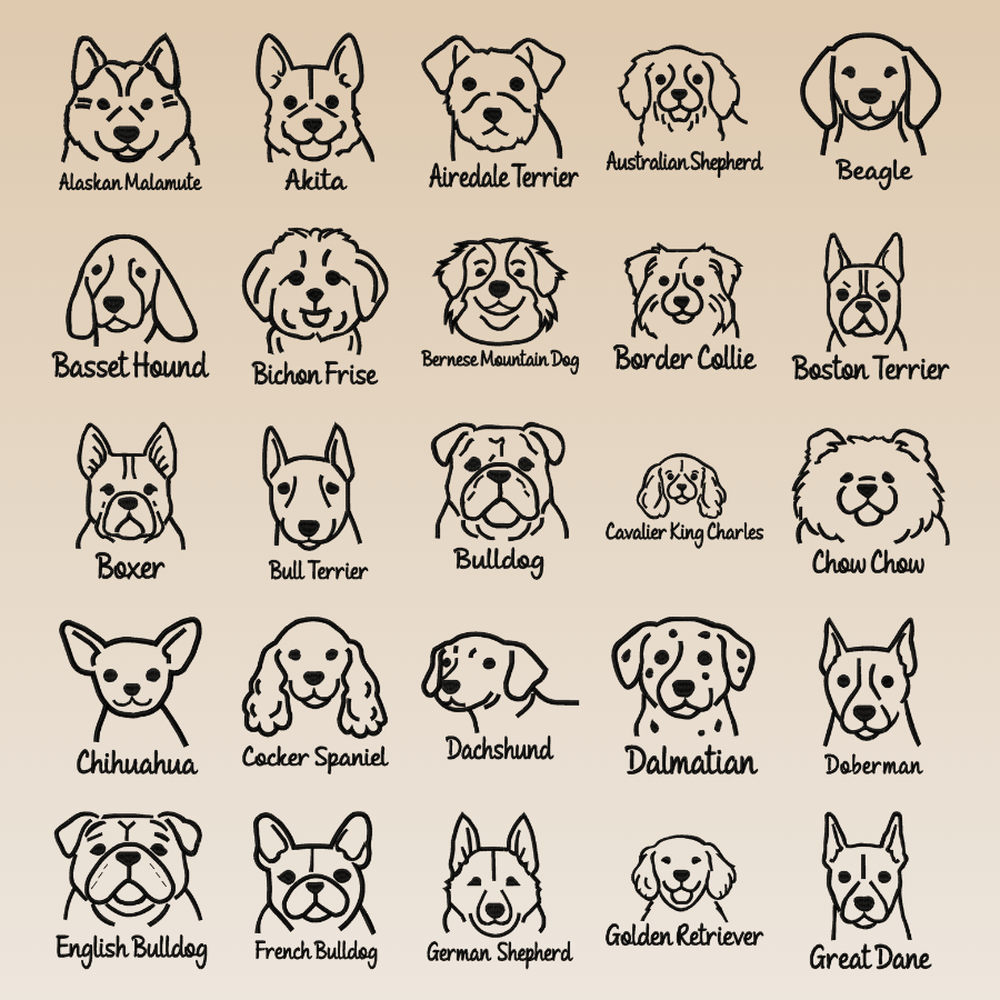 Line Art Dogs 49 Breeds Pack Machine Embroidery Designs! - Image 3