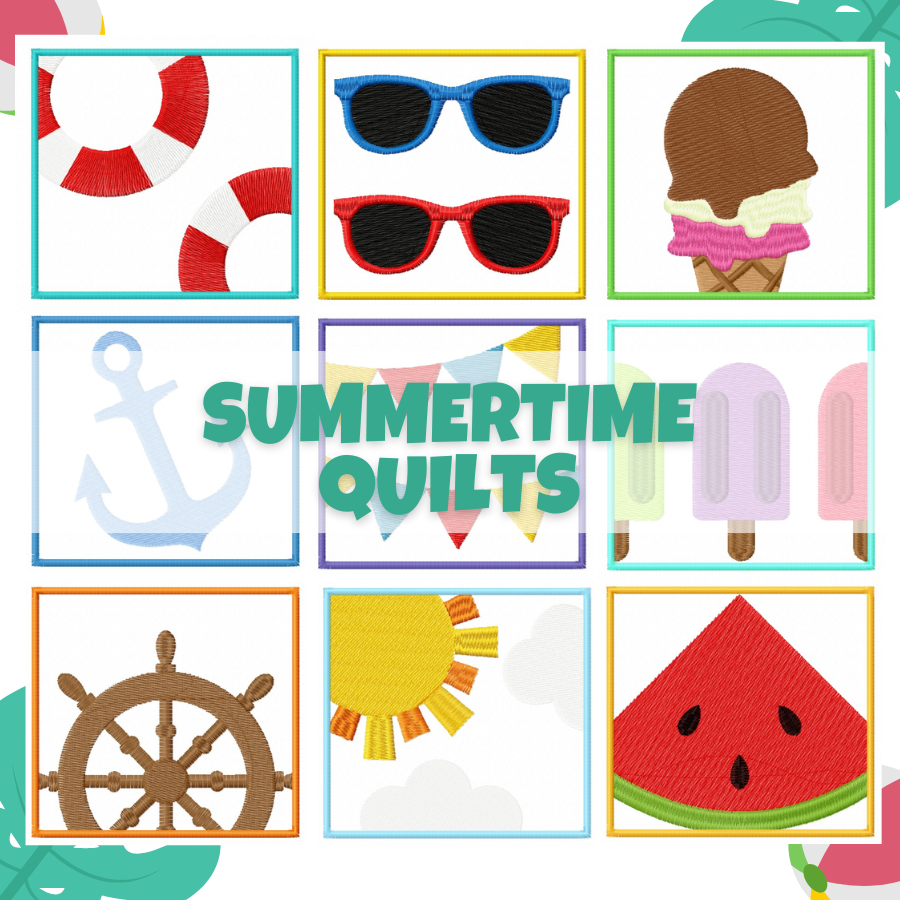 Summertime Quilts 9 Stitched Machine Embroidery Designs Included!