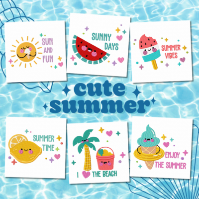 Cute Summer 6 Stitched Machine Embroidery Designs Included!