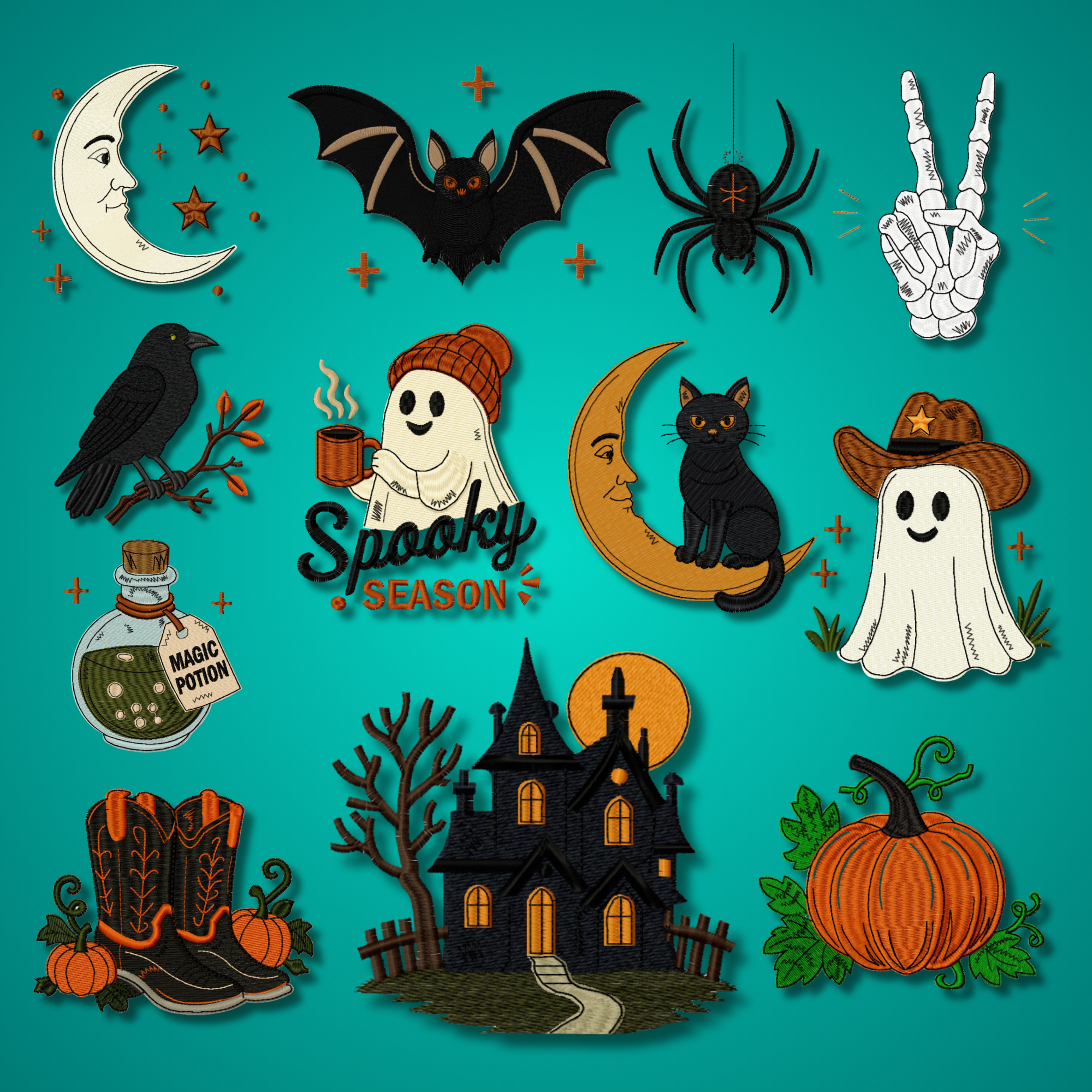 Spooky Sketches 12 Stitched Machine Embroidery Designs Included! - Image 2