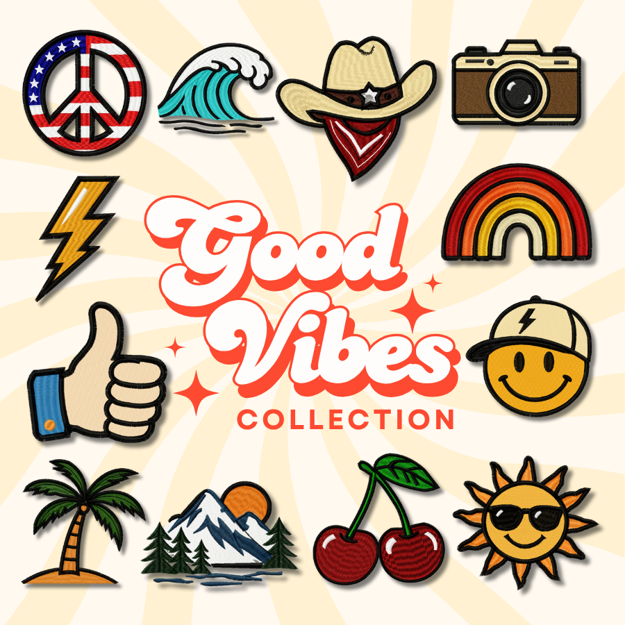 Good Vibes Collection 12 Stitched Machine Embroidery Designs Included!