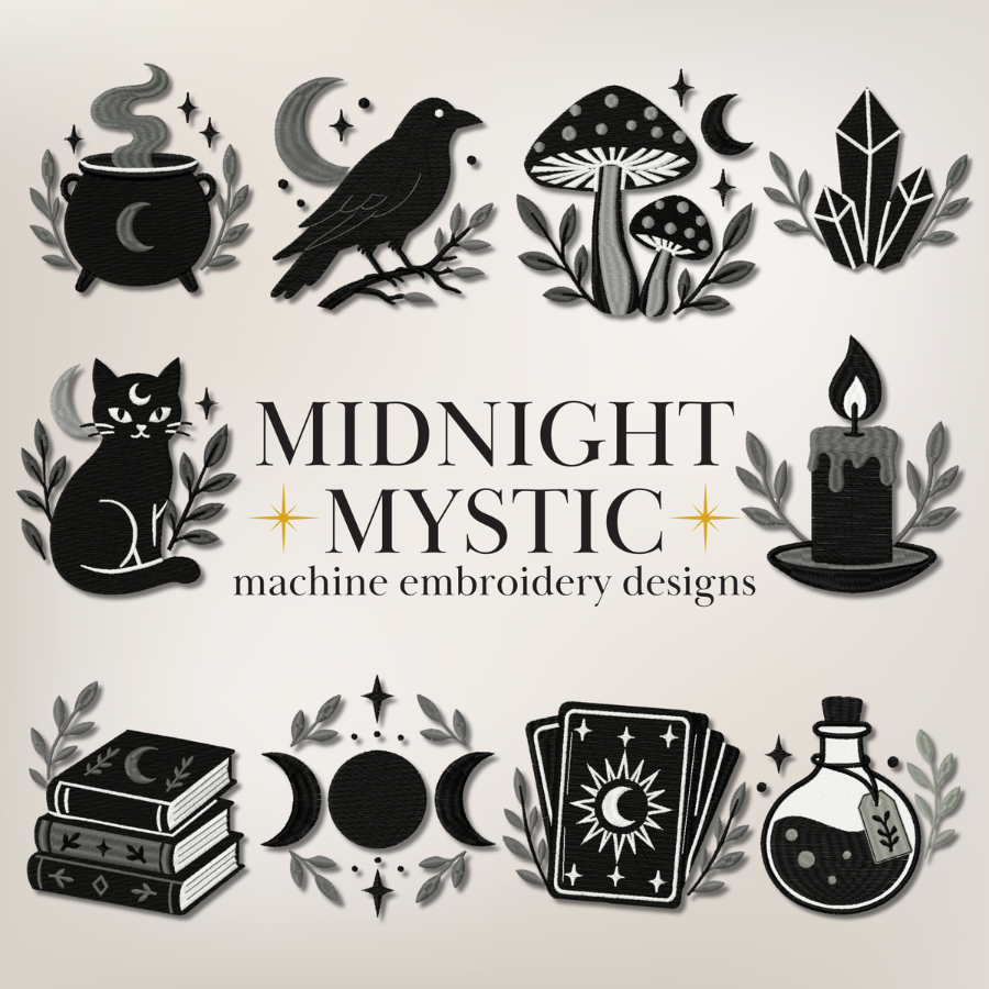 Midnight Mystic 10 Stitched Machine Embroidery Designs Included!