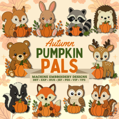 Autumn Pumpkin Pals 10 Stitched Machine Embroidery Designs Included!